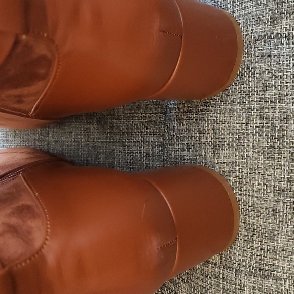 Coutgo Chunky Heel Round Toe Side Zip Metal Buckle Ankle Boots in Brown Size 9.5 - Picture 5 of 9